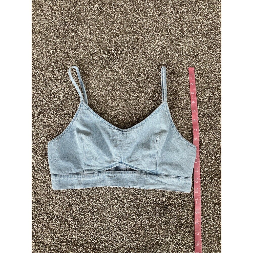 House of Harlow 1960 Denim Bralette Crop Top Light Wash Size 6 - Picture 4 of 6